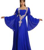 Royal Blue georgette embroidered zari work islamic kaftan