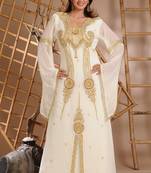 Cream georgette embroidered zari work islamic kaftan