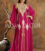 Magenta georgette embroidered zari work islamic kaftan