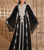 Black georgette embroidered zari work islamic kaftan
