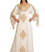 Cream georgette embroidered zari work islamic kaftan