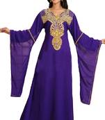 Purple georgette embroidered zari work farasha