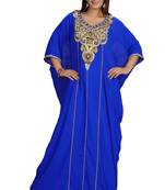 Royal Blue georgette embroidered zari work islamic kaftan