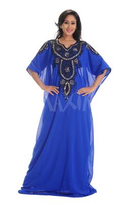 Royal Blue georgette embroidered zari work farasha 1