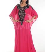 Pink georgette embroidered zari work farasha