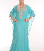 Sky Blue georgette embroidered zari work farasha