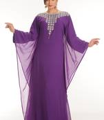 Purple  georgette embroidered zari work farasha