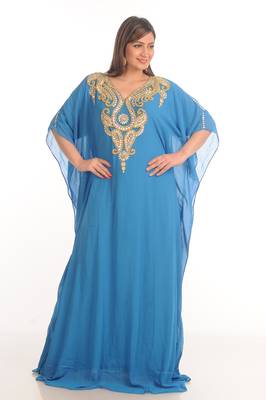 Light Blue georgette embroidered zari work farasha 1
