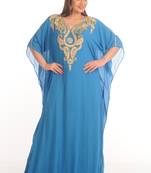 Light Blue georgette embroidered zari work farasha