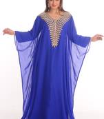 Royal Blue georgette embroidered zari work farasha