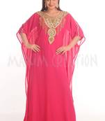 Pink georgette embroidered zari work farasha