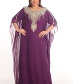 Purple georgette embroidered zari work farasha