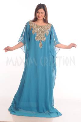 Light Blue georgette embroidered zari work farasha 1