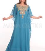 Light Blue georgette embroidered zari work farasha