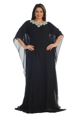 Black georgette embroidered zari work farasha 1