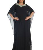 Black georgette embroidered zari work farasha