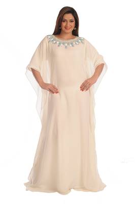 Cream georgette embroidered zari work farasha 1