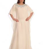 Cream georgette embroidered zari work farasha