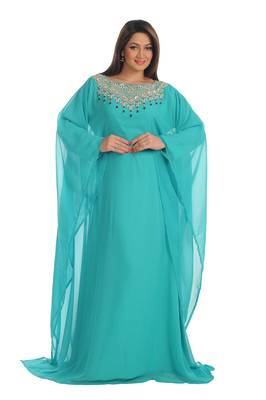 Sky Blue georgette embroidered zari work farasha 1