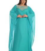 Sky Blue georgette embroidered zari work farasha