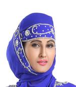Royal Blue Georgette Embroidered Zari Work Hijab