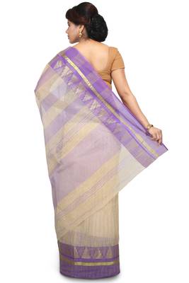 White plain cotton saree without blouse 2