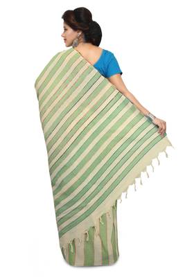 Multicolor hand woven cotton saree without blouse 2