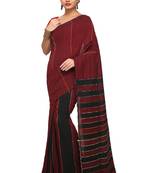 Multicolor hand woven cotton saree without blouse