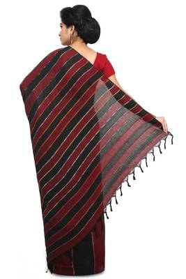 Multicolor hand woven cotton saree without blouse 2