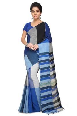 Multicolor hand woven cotton saree without blouse 1