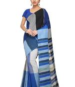 Multicolor hand woven cotton saree without blouse
