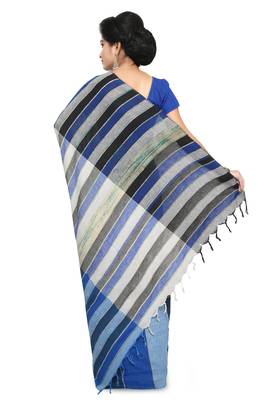 Multicolor hand woven cotton saree without blouse 2