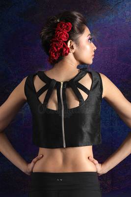 Black Sleeveless Dupion Blouse 2
