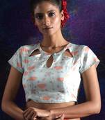 Ice Blue Organza Blouse With Embellishment
