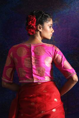 Pink Brocade Blouse With Zari 2