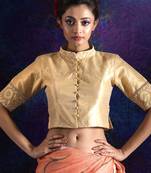 Gold Dupion And Brocade Blouse With Collar