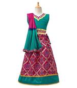 Pink Printed Dupion Silk Stitched Lehenga