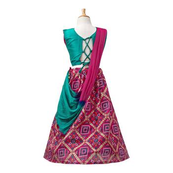 Pink Printed Dupion Silk Stitched Lehenga 2