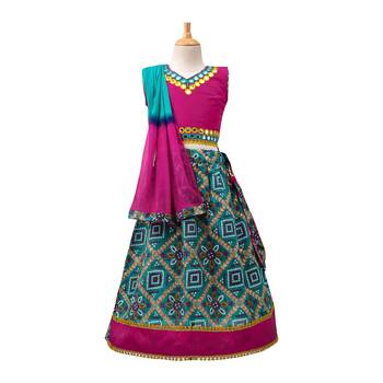 Green Printed Dupion Silk Stitched Lehenga 1