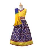 Blue Printed Dupion Silk Stitched Lehenga