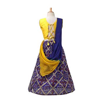 Blue Printed Dupion Silk Stitched Lehenga 2