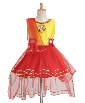 Red Plain Net Stitched Lehenga 1