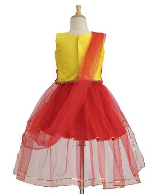 Red Plain Net Stitched Lehenga 2