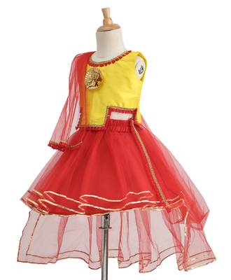 Red Plain Net Stitched Lehenga 3