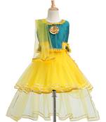 Yellow Plain Net Stitched Lehenga