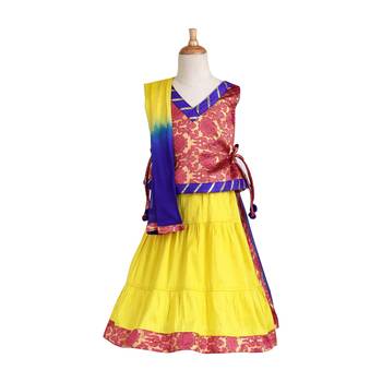 Peach Woven Cotton Stitched Lehenga 1