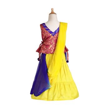 Peach Woven Cotton Stitched Lehenga 2