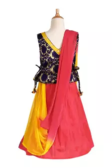 Pink Woven Cotton Stitched Lehenga