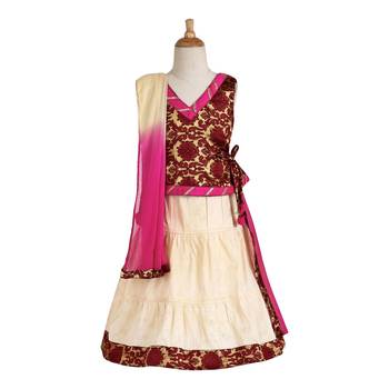 Off White Woven Cotton Stitched Lehenga 1