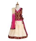 Off White Woven Cotton Stitched Lehenga
